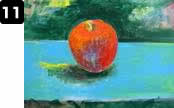 リンゴの油彩画（Ｆ４号）制作過程（実技：小屋哲雄）