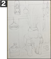 水彩画の制作過程（実技・小屋由里子）