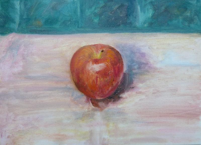 絵画教室で描く！リンさんのリンゴの体験油彩画F4